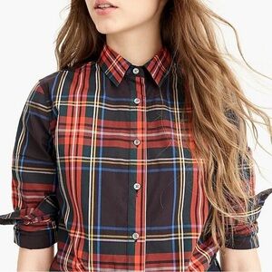 NWT J. Crew Slim Stretch Perfect Shirt in Black Stewart Tartan